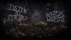 two spider webs with words written on them