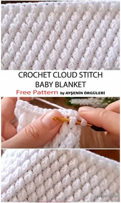 How To Crochet Cloud Stitch Baby Blanket - Free And Easy Pattern For Beginners Crochet Cloud, Crochet Baby Blanket Beginner, Free Baby Blanket Patterns, Baby Afghan Crochet Patterns, Modern Crochet Blanket, Gifts Crochet, Crochet Baby Blanket Free Pattern, Accessories Crochet, Easy Crochet Baby Blanket