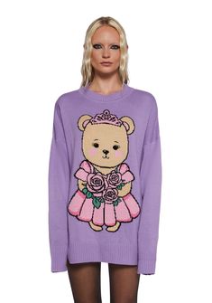 base|purple Knit Oversized Sweater, Intarsia Sweater, Fantasy Princess, Sugar Thrillz, Oversized Knitted Sweaters, Fairy Dress, Oversized Sweater, Kawaii Fashion, Dolls Kill