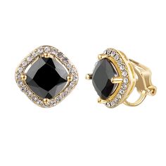 PRICES MAY VARY. 💎 Delicate and elegant, this black clip on earrings are created with the sparkle of black crystal cubic zirconia square.Size of 0.51*0.51inches(1.3*1.3cm),They are framed in a 1.15cm side length larger square that are set with tiny cz crystals. Light weight when wearing. All material is 18k white plated , tarnish resistant and hypoallergenic 💎 Lovely color & they're lightweight,Very pretty rhinestone wedding earrings clip on,Gorgeous petite ear clips,this geometry earrings the French Hook Earrings, Square Crystal, Women Bride, Ear Clips, Earrings Clip, Rhinestone Wedding, Cz Earrings, Earrings Women, Black Earrings