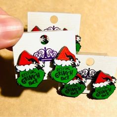 Christmas Grinch Stud Earrings. Material: Acrylic/Stainless Steel Measurements: Check Pictures Grinch Accessories, Grinch Earrings, Opal Drop Earrings, Wedding Studs, Christmas Grinch, Wrap Ideas, Starfish Earrings, Mini Earrings, Long Tassel Earrings