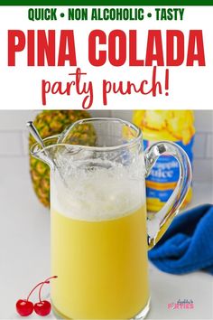 pina colada party punch in a pitcher