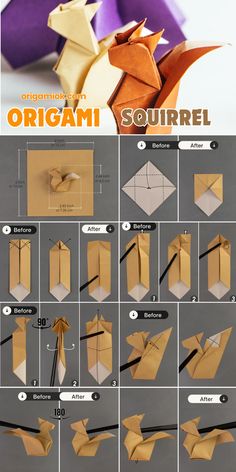 instructions to make an origami squirrel