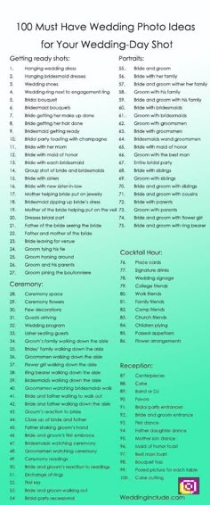 the wedding photography checklist is shown in green