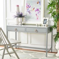 Safavieh Esther 2 Drawer Desk - Gray | Desks | Modishstore