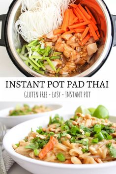 instant pot pad thai recipe with noodles and vegetables