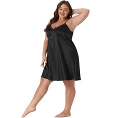 The Plus Size Nightgown for Women is a stunning piece of sleepwear that effortlessly combines comfort and elegance. Made from a satin fabric, this nightgown is designed to make you feel pampered and relaxed as you wind down for the night. Featuring a V-neckline and delicate lace trim, this nightgown combines fashion and comfort effortlessly. The nightgown extends to the middle of the thighs, providing coverage while still allowing ease of movement. The stylish and festive women's plus size outfi Plus Size Satin, Long Duster, Lace Nightgown, Satin Cami, Lace Caps, Nightgowns For Women, Lace Insert, Nightgowns, Mock Turtleneck