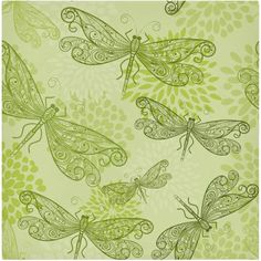 a green background with lots of dragonflies on it