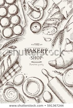 bakery shop background with bread and pastries