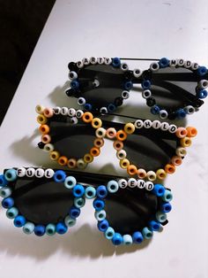 Pin on Namgoong min Bead Glasses Diy Ideas, Sunglasses Diy Craft Ideas, Decorating Sunglasses With Beads, Sunglasses With Beads, Teen Summer Crafts, Decorated Sunglasses, Beads Glasses