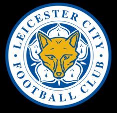 the leicester city football club logo with an orange fox on it's head in blue and yellow