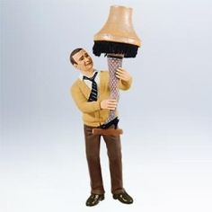 a man holding a lamp on top of his head