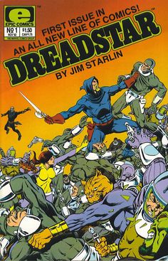 the cover to an old comic book, dreadstar by j m starlin and illustrated by