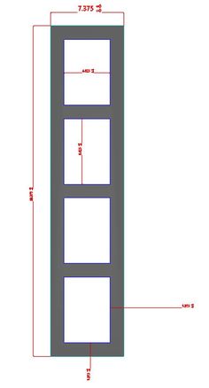 a drawing of a door with measurements for the length and width, including an opening