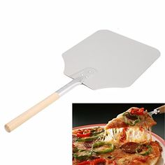 pizza spatula with wooden handle for serving pizza