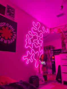 Colourfull light strip. You Can choose your OWN shape and colour program🌈 Neon Lounge Room, Led Rope Lights Bedroom, Black Themed Bedroom, Electric Bedroom, Girlie Apartment, Room Ideas Pastel, 2000 Era, Fancy Decor, Pastel Room Decor