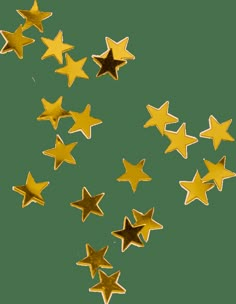 gold star confetti on white background with clipping path to the top right