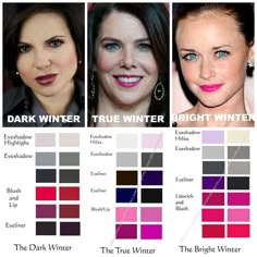 Make Up For Winter Type, Cool Winter Blush Colors, Make Up For Cool Winter, Deep Winter Color Palette Pink, Deep Winter Pink Palette, Deep Winter Blush Color, True Winter Makeup Palette, Deep Winter Neutral Colors, True Winter Vs Bright Winter