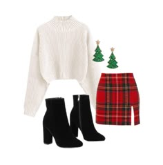 Xmas Women Outfit, Outfits To Wear On Christmas Day, Christmas Outfit Ideas For Women Elegant, Outfit For Xmas Party, Holiday Outfits Christmas Aesthetic, Aesthetic Outfits For Christmas Party, Christmas Outfit Red And White, Christmas Pick Ups Food, What To Wear On Christmas Eve