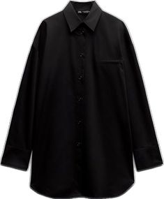 Oversized Black Tops With Buttons, Oversized Black Top With Buttons, Oversized Black Collared Blouse, Oversized Black Button-up Shirt, Oversized Black Blouse With Button Closure, Oversized Black Button-up Blouse, Black Oversized Zara Top, Oversized Black Zara Top, Black Oversized Top From Zara