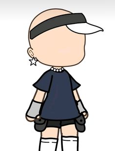 a drawing of a person wearing knee pads and a baseball cap with an armband