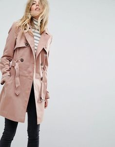 Asos classic trench coat Asos.com Blush Trench Coat, Pink Ladies Outfit, Mode Mantel, Pink Trench Coat, Coat Outfit, Spring Clothes, Classic Trench Coat, Casual Rompers