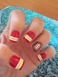 Kansas City chiefs nails Inspired Nails, Kwanzaa, Manicure Y Pedicure, Kansas City Chiefs, Blue Nails