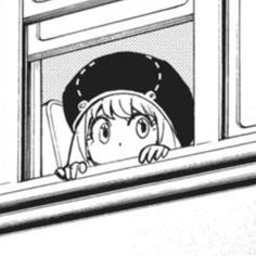 an anime character looking out the window