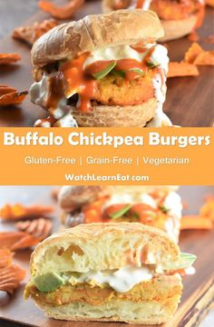 buffalo chicken burgers with guacamole, ranch dressing and cheese on top