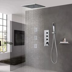 a shower head with thermostaer and handset