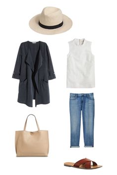 Outfit from a Spring packing list on a budget. 20 items, 10 outfits, 1 carry on, at a price that you can afford! Every item under $50. Spring Packing List, How To Have Style, Liquid Sunshine, Transitional Outfits, Spring Packing, The Cardigans, Texas Style, Reversible Tote, Comfy Chic