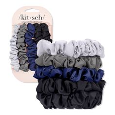 Satin Petite Scrunchies Set - SATIN PETITE SCRUNCHIES MIDNIGHT 5CTFeaturesSlim scrunchies add a sophisticated touch to your everyday ponytail or bunCrafted with soft satin to help reduce damage and breakage on your strands (plus, no more creasing!)Comes in a pack of 5 chic, midnight hues that coordinate with any outfitLooks super cute worn on your wrist! - Satin Petite Scrunchies Set Everyday Ponytail, I Dew Care, Super Pictures, Ulta Beauty, Kitsch, No More, Scrunchies, Top Brands, Super Cute