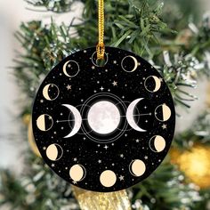 Wicca Triple moon Christmas ornament-MoonChildWorld Witchy Christmas Tree Ideas, Witchy Yule Decor, Witchy Christmas Tree, Pagan Christmas Tree, Wicca Christmas, Wiccan Christmas, Wiccan Yule, Celestial Christmas, Pagan Tree