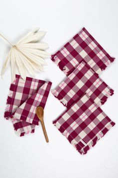 Archive New York Abigail Plaid Party Napkin Kitchen Archive New York Plaid Party, Guatemalan Textiles, Backstrap Loom, Party Napkins, Cotton Set, 50th Gifts, Dinner Napkins, Cloth Napkins, Cocktail Napkins