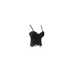 a woman's black bra with straps and laces on the bottom, in front of a white background