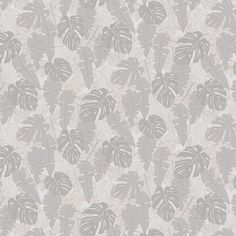 a wallpaper with leaves on it in grey and white