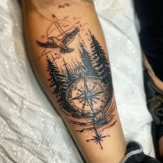 Exclusive Hunting Tattoo Files Cool Meaningful Tattoos For Guys, Country Forearm Tattoo, Tree Tattoo Sleeve, Cool Meaningful Tattoos, True North Tattoo, Compass Tattoo Ideas, Trinity Knot Tattoo, Meaningful Tattoos For Men, Pine Tattoo