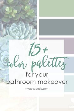 These 17 color palettes for your bathroom makeover will start your mood boardSometimes all it takes are some bathroom color schemes to inspire your design. Peach Colored Bathrooms, Bathrooms Color Ideas, Bathroom Paint Palette, Gray Bathroom Color Scheme, Bathroom Color Schemes 2023, Bathroom Decorating Ideas Colors Schemes, Bathroom Pallet Ideas Colour Schemes, Color Scheme For Bathroom