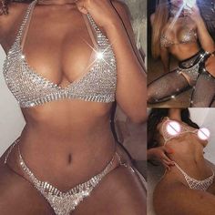 #ad Premium Quality Women Sexy Glitter Rhinestone Bra Panties Set Crystal Chain Bikini Underwear, Fashion Bra Crystal Bralette, Rhinestone Lingerie, Crystal Bra, Waist Jewelry, Rhinestone Bra, Chain Bra, Body Chains, Costume Intero, Body Harness