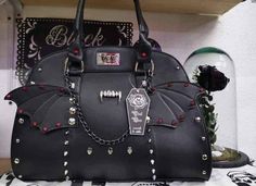 Bat Clothes, Goth Bags, Dark Decora, Goth Bag, Fancy Handbags, Balmain Bag, Gothic Purse, Goth Things, Club Attire