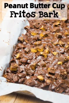 chocolate peanut butter cup fritos bark in a baking pan