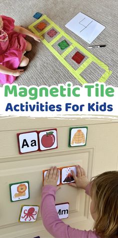 5 Magna-Tile Activities For Kids Letter Sound Recognition, Shape Matching Game, Physical Activities For Kids, Literacy Games, Learning Activities For Kids, Alphabet Matching, Letter Sound, Teaching Letters