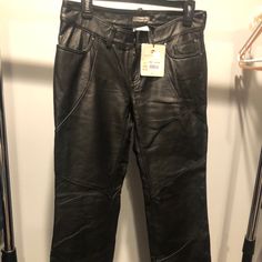 Black Leather Harley Davidson Pants. Brand New With Tags.Boot Cut To Fit Over High Boot. Black Biker Workwear Pants, Black Leather Full-length Jeans, Black Bottoms With Contrast Stitching For Fall, Black Fall Bottoms With Contrast Stitching, Classic Black Leather Pants With Pockets, Black Biker Style Bottoms, Black Biker Style Leather Pants For Workwear, Black High Waist Biker Bottoms, High Waist Black Biker Bottoms