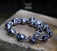 "SKULL"   SOLID HANDMADE 100% STERLING SILVER  BRACELET The bracelet is made to order and cannot be returned. The bracelet is made of 100% sterling silver 925, oxidized and puree in vintage style.  Massive skulls made by me using the lost wax method. Skull 10mm x 12mm The matching bracelet is here: https://www.etsy.com/pl/listing/1194770559/bransoletka-mska-z-czaszk-rcznie-robiona?ref=listings_manager_grid https://www.etsy.com/pl/listing/1657857464/skull-mens-bracelet-handmade-raw-silver?ref=lis Silver Mens Bracelet, Mens Bracelet Personalized, Personalized Gifts For Men, Mens Bracelet Silver, Skull Bracelet, Matching Bracelet, Sterling Silver Mens, Lost Wax, Matching Bracelets