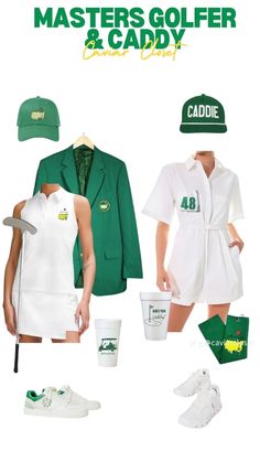 an advertisement for the masters golf and caddie clothing line is shown in this ad