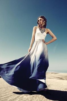 I love the ombre, but not the shape of the gown... Breathtaking Dresses, Festival Maxi Skirt, Ombre Gown, Silk Maxi Skirt, Ombre Fashion, Maxi Skirt Dress, Dyed Dress, Cute Fashion