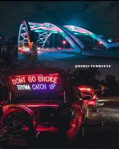 there is a neon sign that says don't go broke trina catch up