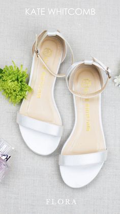 Bridal Shoes Flats - Style Flora Kate Whitcomb Low Heel Bridesmaid Wedding Shoes For Summer, Summer Bridesmaid Wedding Shoes With Low Heel, Low Heel Summer Wedding Shoes For Bridesmaid, Open Toe Summer Wedding Flats, Summer Wedding Open Toe Flats, Open Toe Flats For Summer Weddings, Flat Sandals For Spring Wedding, Feminine Closed Toe Wedding Sandals, Flat Summer Wedding Shoes For Bridesmaids