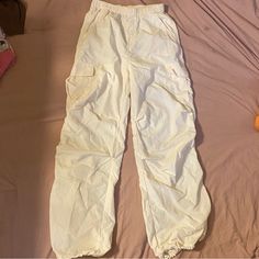 H&M Cargo / Parachute Pants Brand New! Bought For $28 H&m Parachute Pants, Cream Cargos, Beige Wide-leg Cargo Parachute Pants, Beige High-waist Parachute Pants For Streetwear, Beige High-waisted Parachute Pants With Relaxed Fit, Khaki Cotton Cargo-style Parachute Pants, Cargo Parachute Pants, Thrift Ideas, Cargo Pants Color