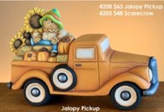 two pictures of a toy truck with sunflowers on the back and an old fashioned pickup